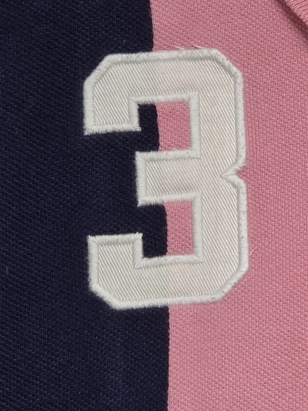 Ralph Lauren Embroidered Crest Pink & Navy Colorblock Polo Shirt Size Large 90s - Picture 7 of 14